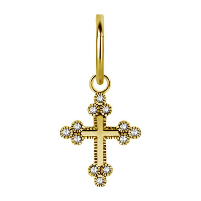 CHARMS CROIX DOREE SUR ANNEAU CLICKER