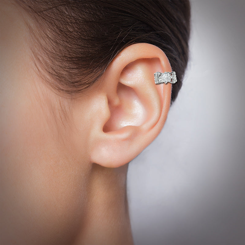 Piercing bague d'oreille en argent avec brillant