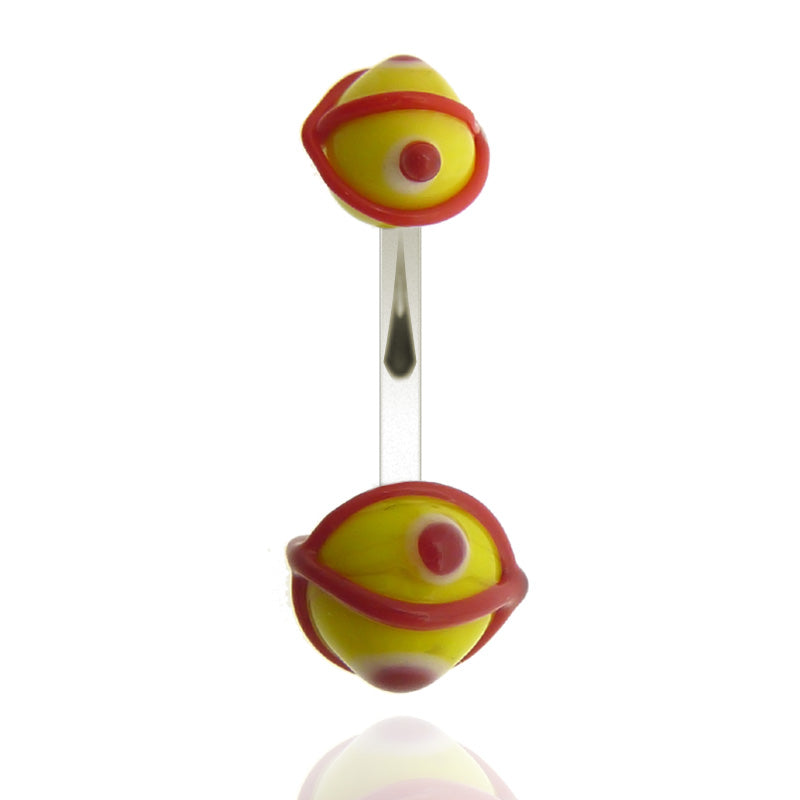 Piercing nombril acier chirurgical et boules verre murano