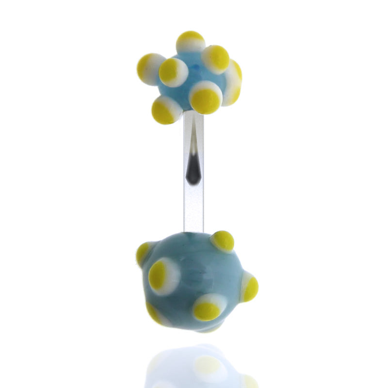 Piercing  pour le nombril acier chirurgical boules verre de murano