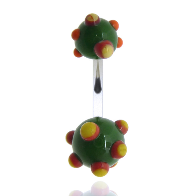 Piercing  pour le nombril acier chirurgical boules verre de murano