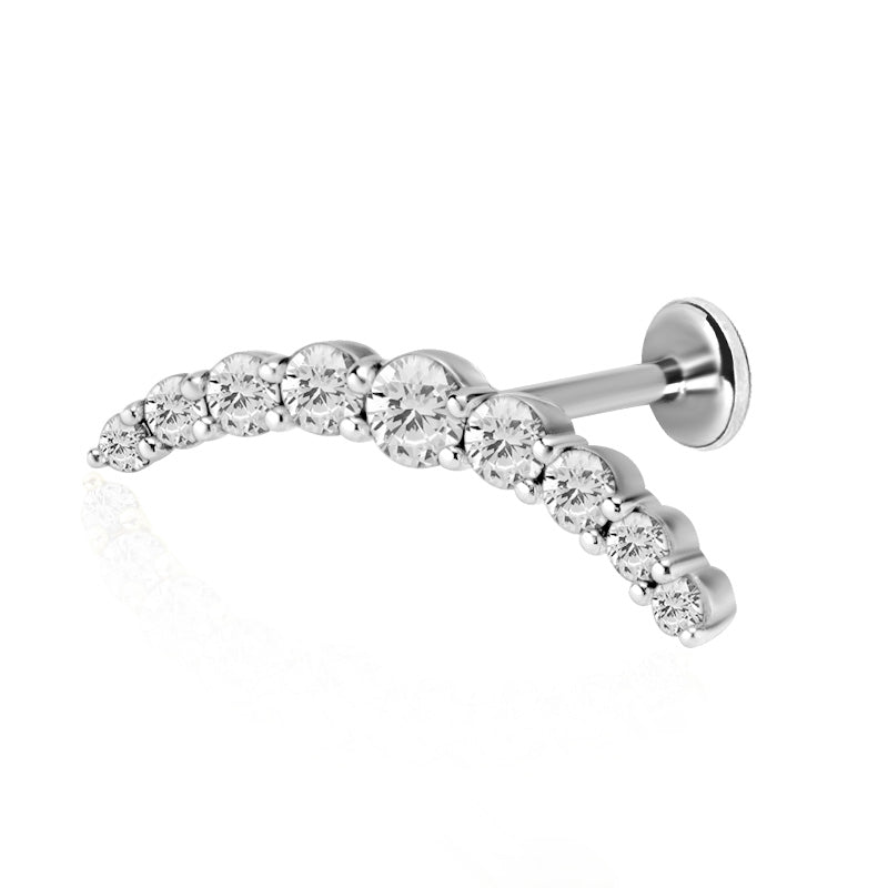 Piercing en acier chirurgical pour l'oreille avec cristaux