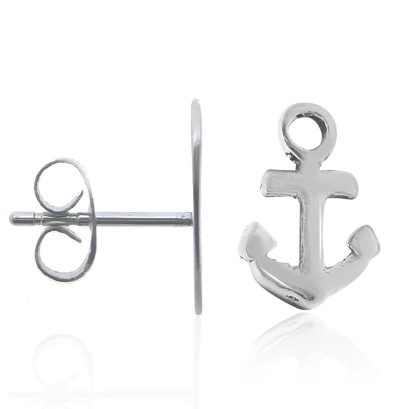 Boucle d'oreille ancre de marine en argent