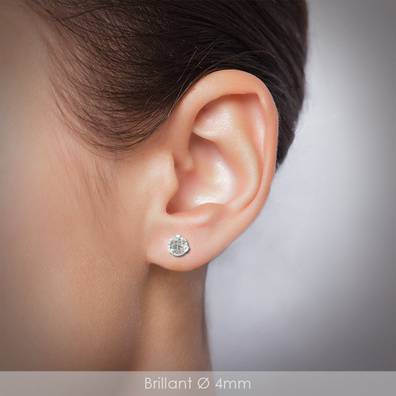 Boucle d'oreille en acier chirurgical strass rond