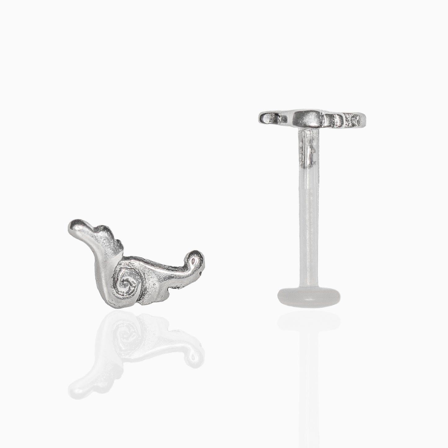 Piercing style ethnique en acier à clipser dans labret bioplast