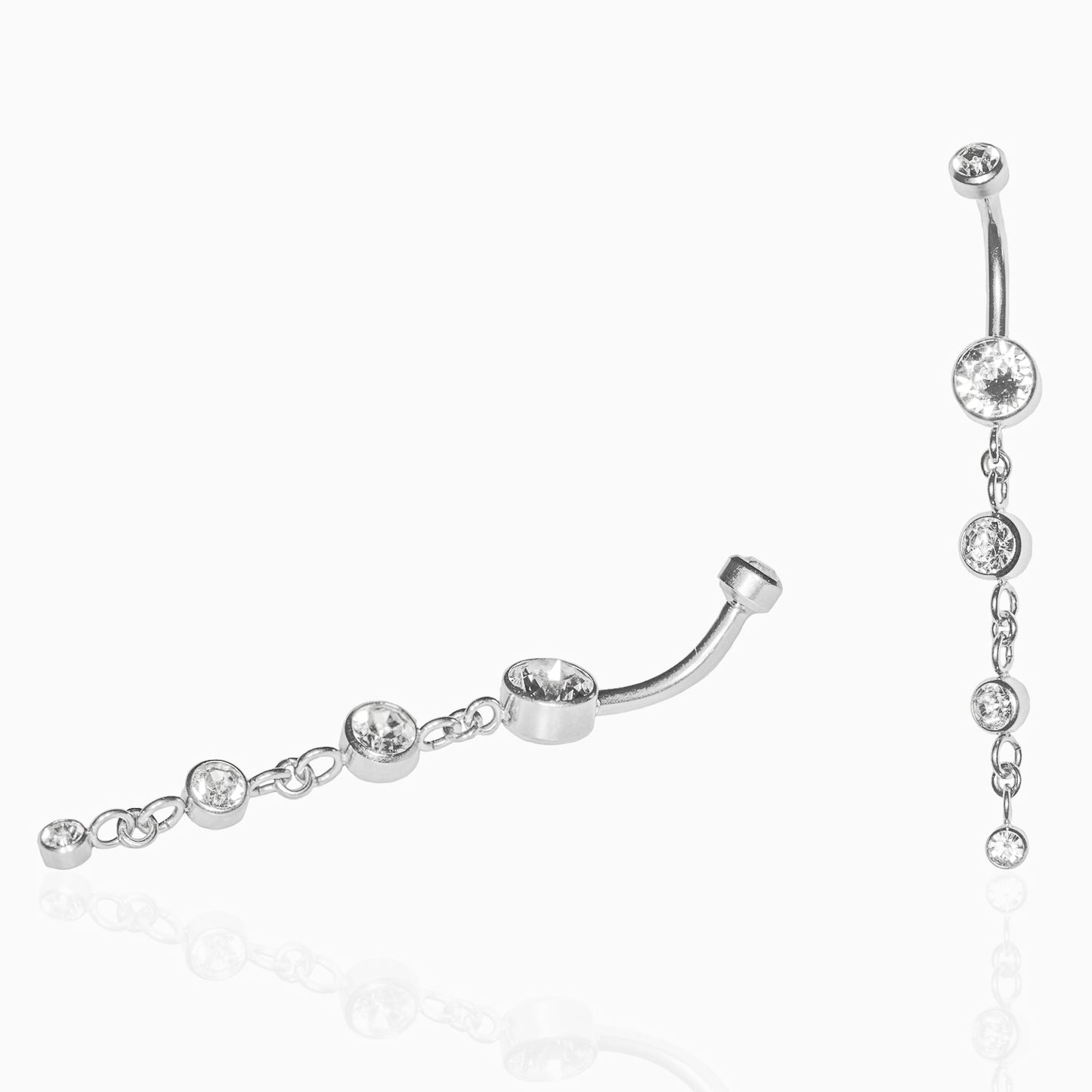 Piercing nombril pendentif élégant avec quatre zirconium