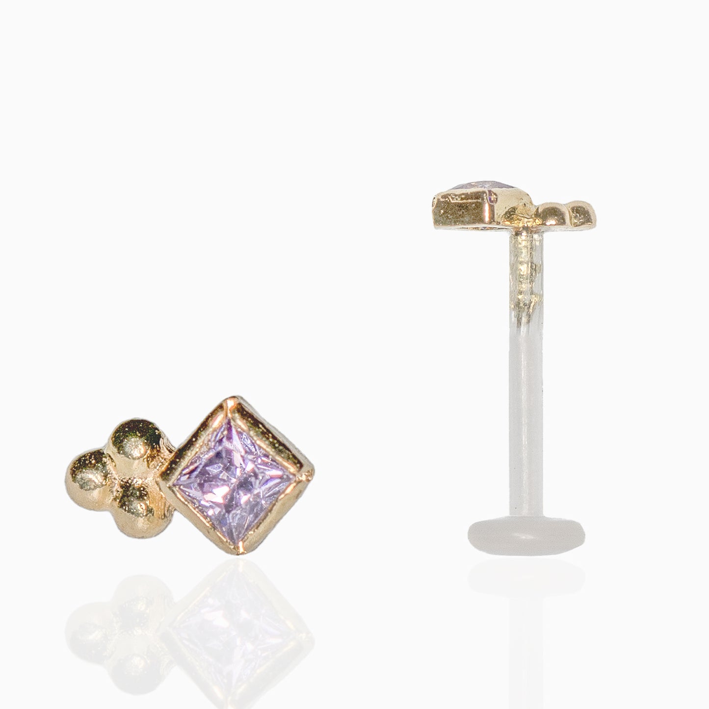 Piercing labret iris or jaune hélix, tragus , conch ...