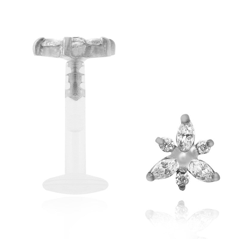 Piercing clip hélix tragus or blanc Orphéa