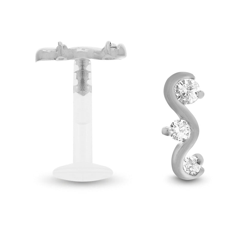 Piercing de cartilage arabesque en or blanc