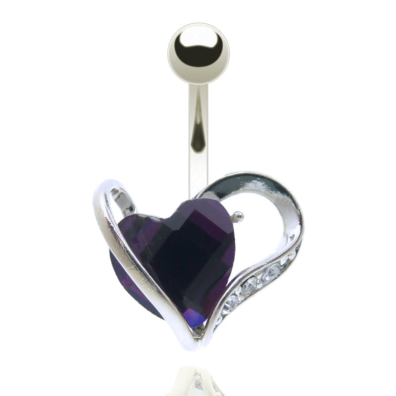 Piercing de nombril avec coeur brillant