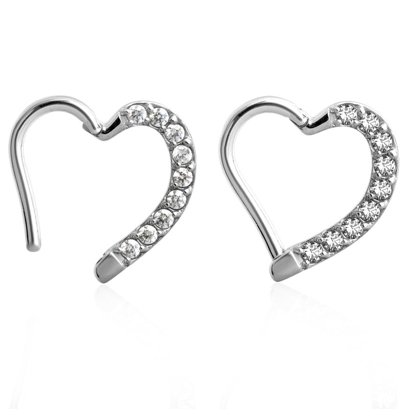 Anneau de piercing pour le rook et le daith motif coeur