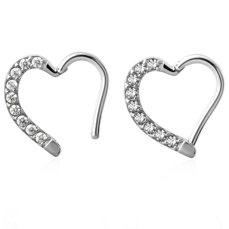 Anneau de piercing pour le rook et le daith motif coeur