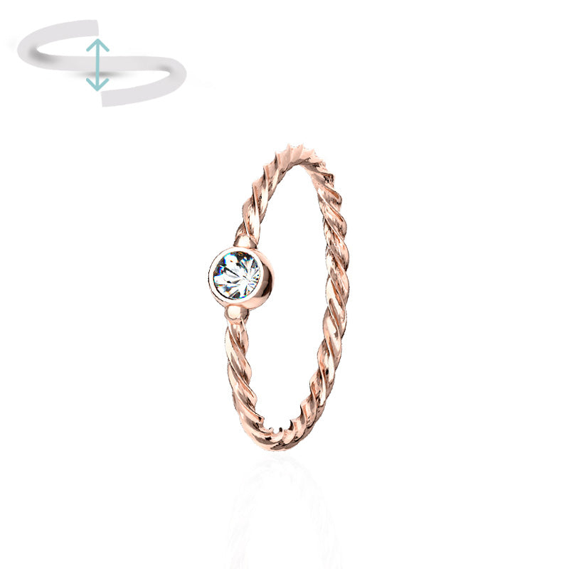 Anneau de piercing tressé or rose (hélix et nez)