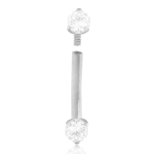 Piercing courbe or blanc et diamant 0,03 carats : arcade et oreille