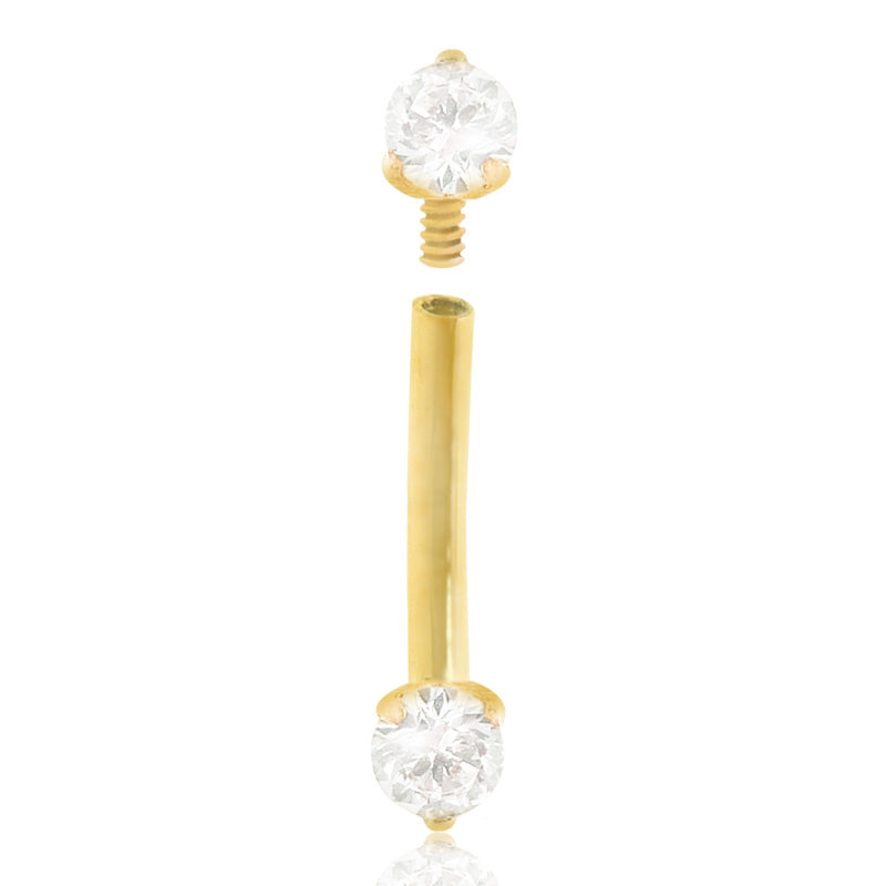 Piercing courbe or jaune et diamant 0,03 carats : arcade et oreille