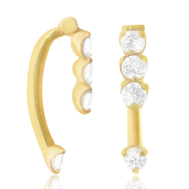 Piercing arcade or jaune avec quatre brillants