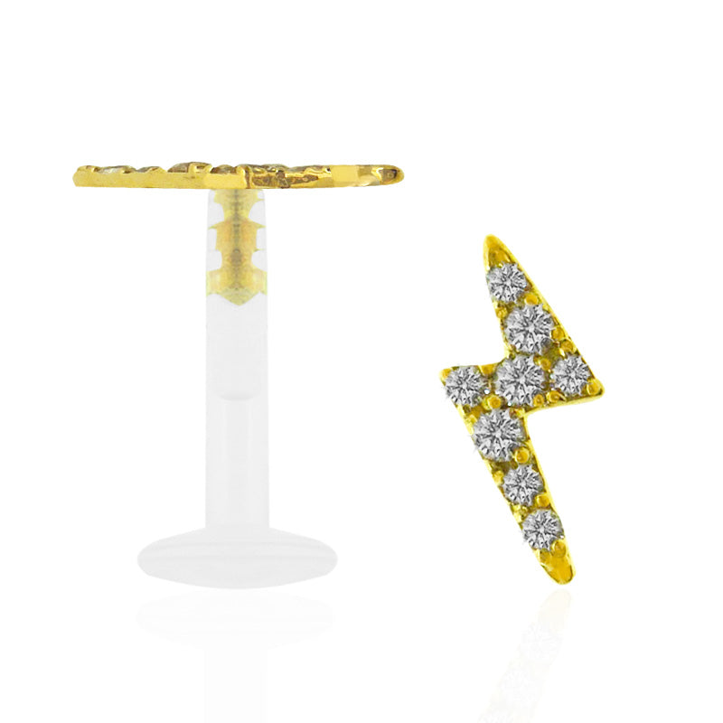 Piercing hélix en or jaune avec éclair