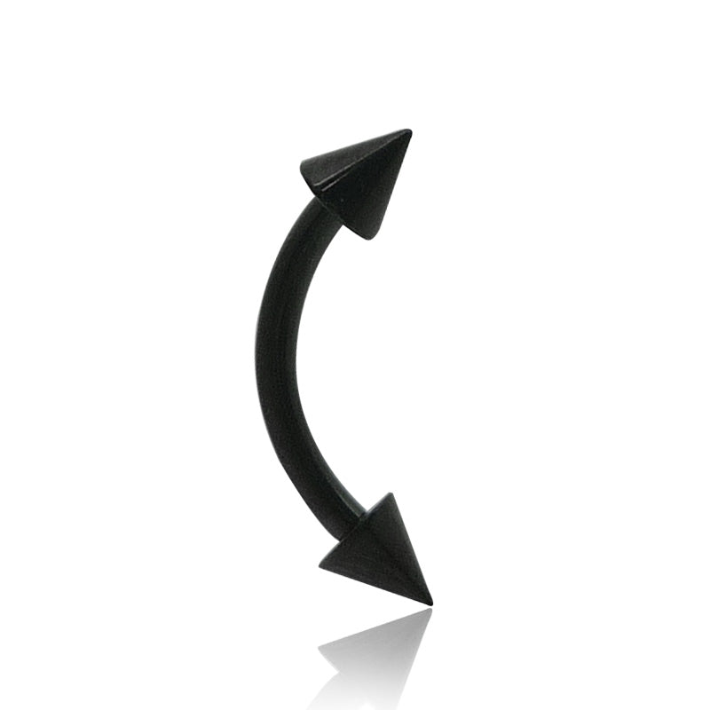 Piercing barre courbe acier chirurgical noir avec pics