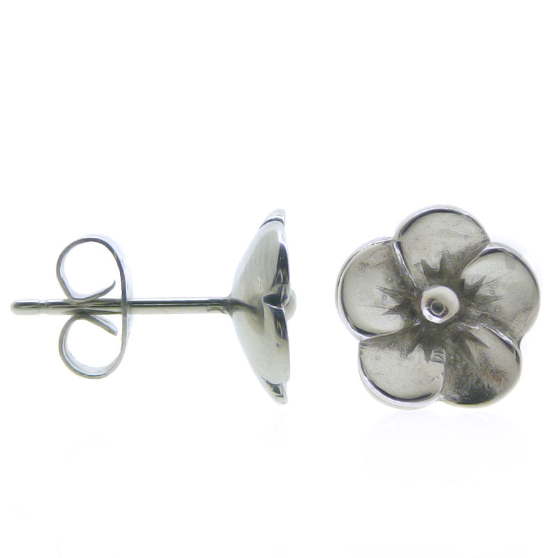 Boucle d'oreille fleur enfant avec barre en acier chirurgical – C
