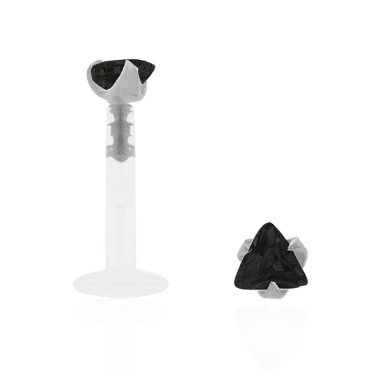 Piercing clip or blanc avec oxyde zirconium triangle