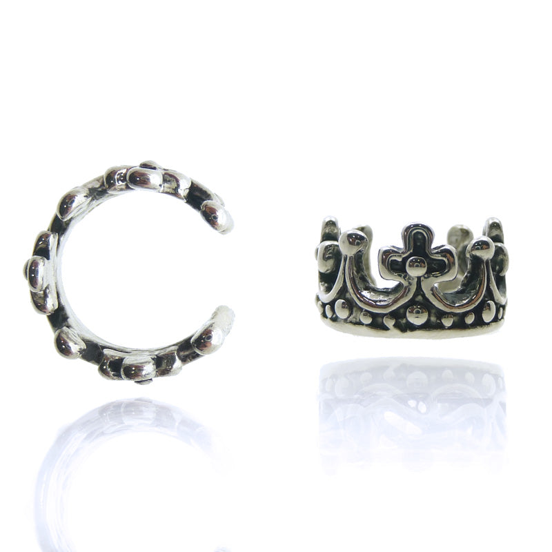 Piercing bague d'oreille en argent motif couronne