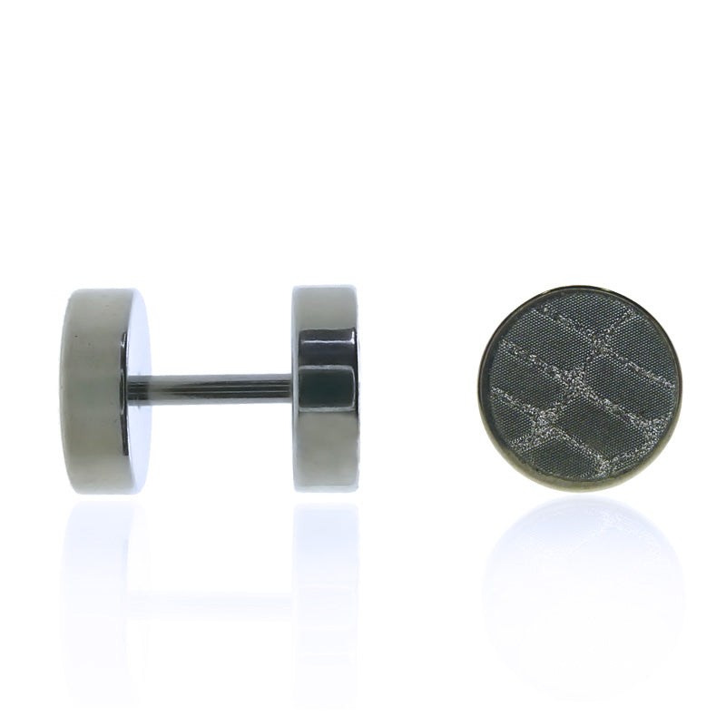 Piercing faux plug en acier motif brillant pailleté