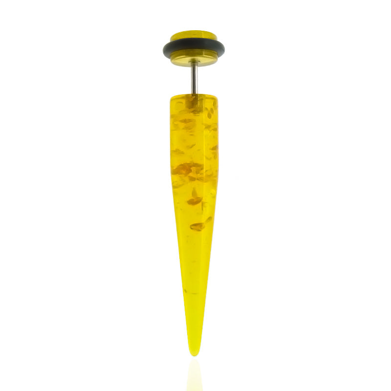 Piercing faux écarteur acrylique imitation ambre