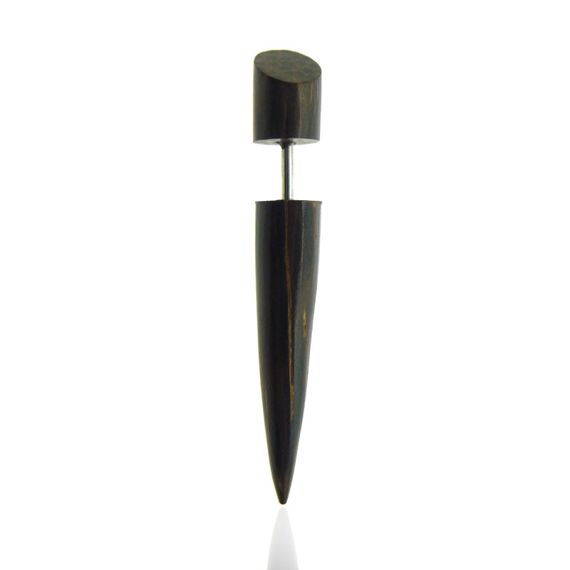 Piercing faux plug pointe en bois