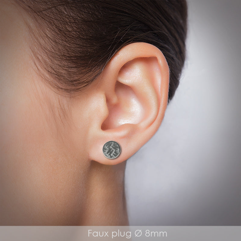 Piercing faux plug en acier effet pailleté