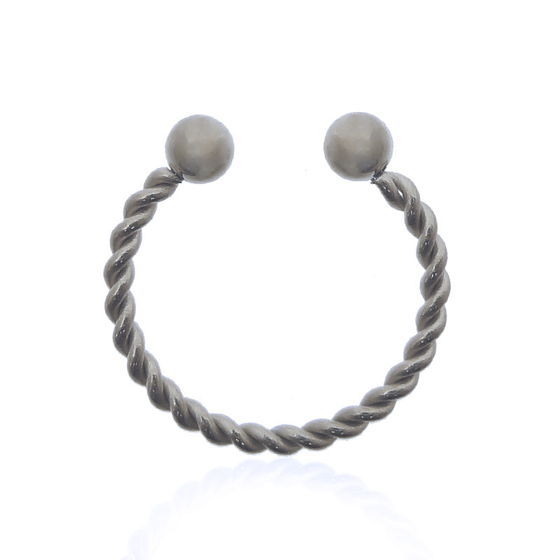 Faux piercing septum en acier chirurgical torsadé