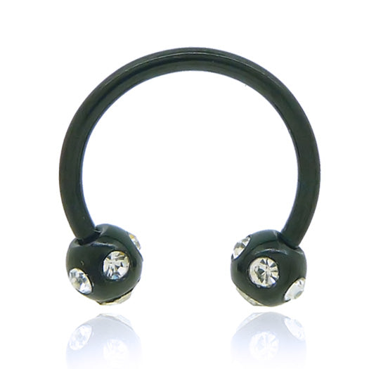 Piercing fer a cheval acier chirurgical noir pour oreille