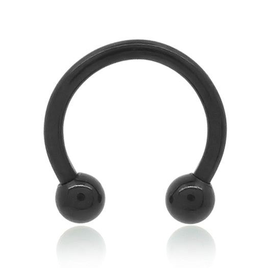 Piercing fer a cheval acier chirurgical anodisé noir boules