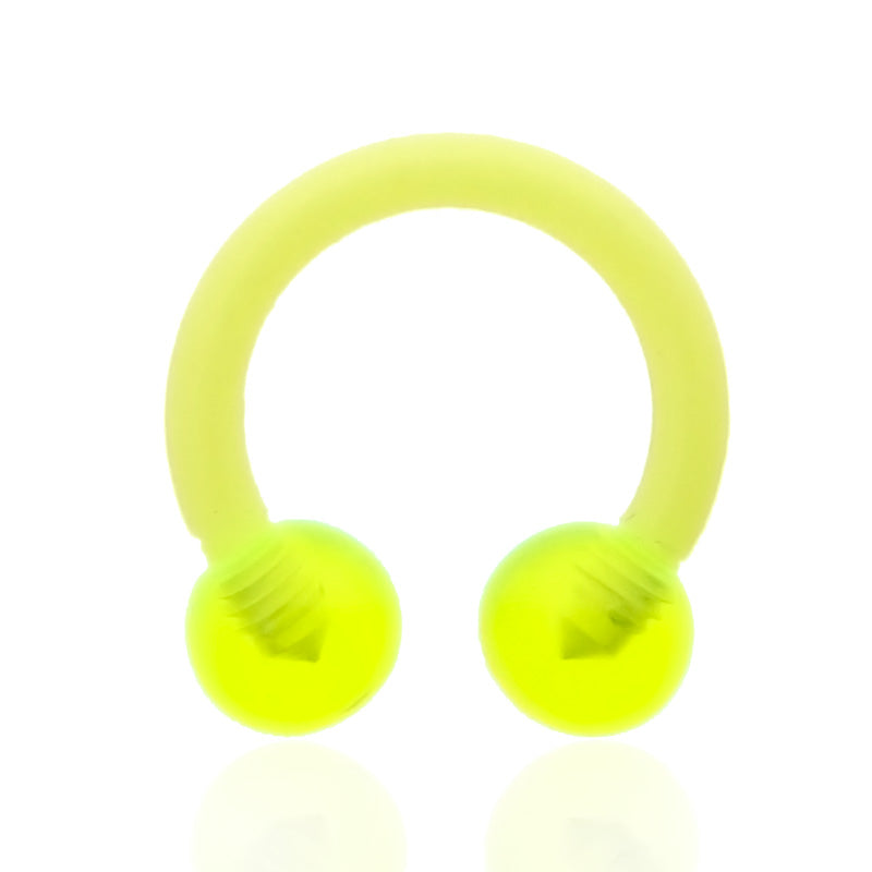 Piercing lobe fer à cheval souple fluo