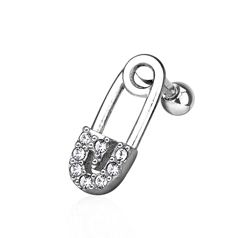 Piercing oreille épingle avec strass