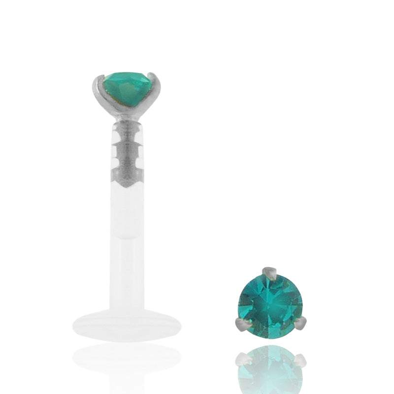 Piercing labret or blanc zircon turquoise