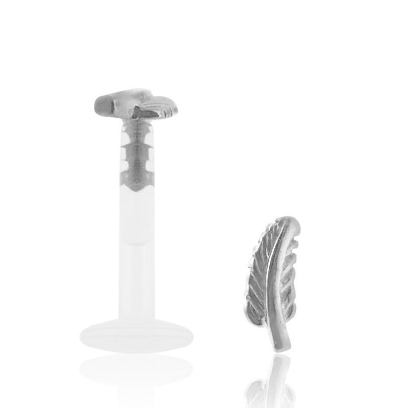 Piercing labret plume or blanc