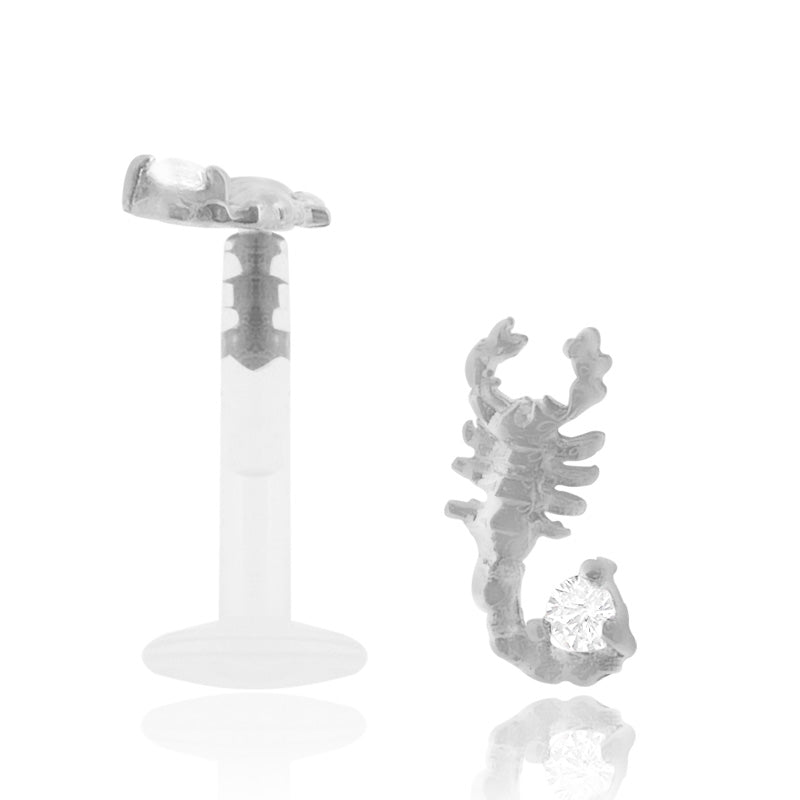 Piercing labret scorpion en or blanc