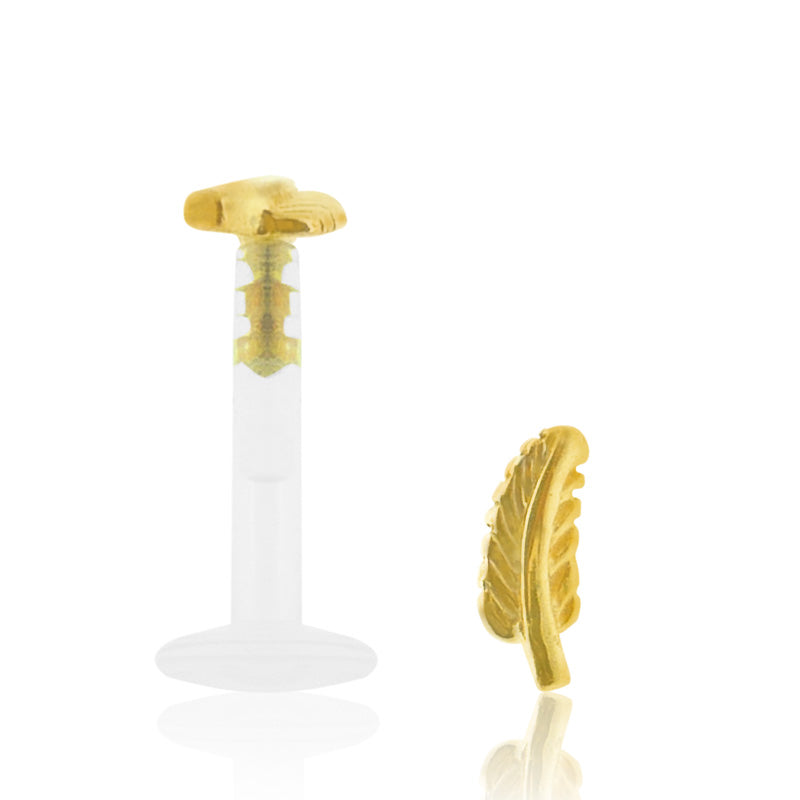 Piercing labret plume or jaune