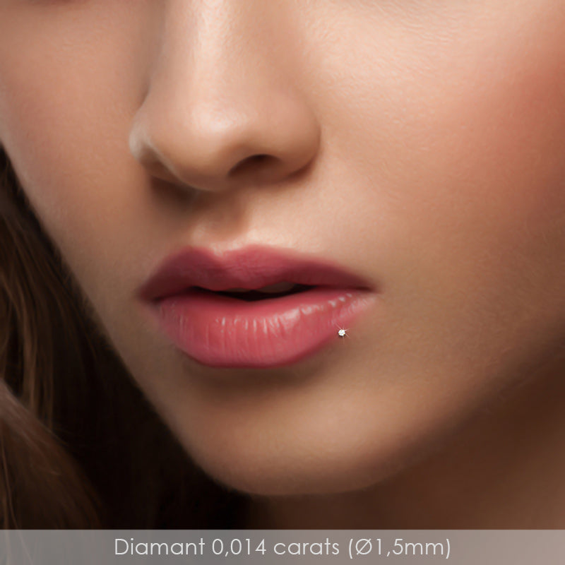 Piercing labret or blanc diamant 0,014 carats