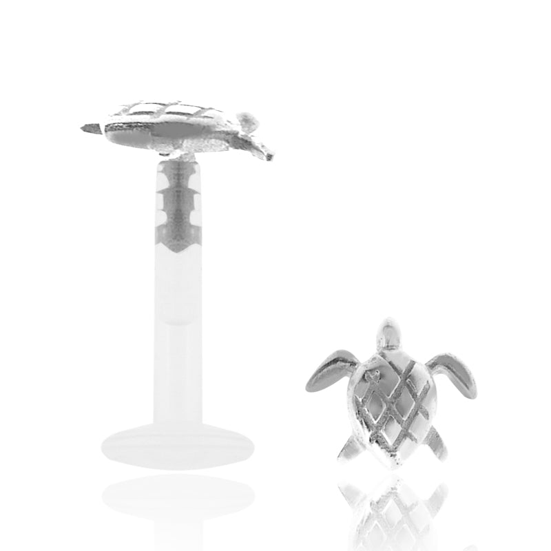 Piercing labret tortue de mer or blanc