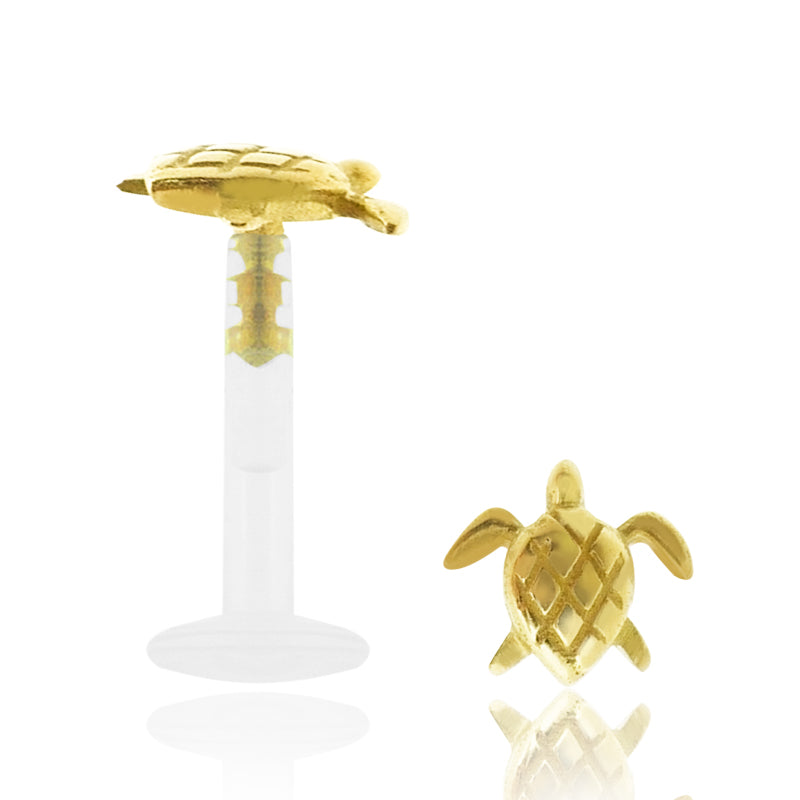 Piercing labret tortue de mer or jaune