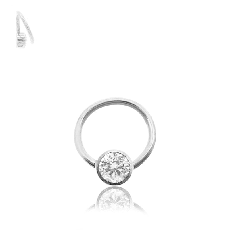Piercing bcr micro or blanc : anneau avec brillant