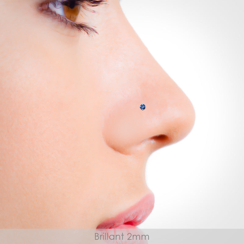 Piercing de nez acier chirurgical avec strass couleur griffé (barre pliée)