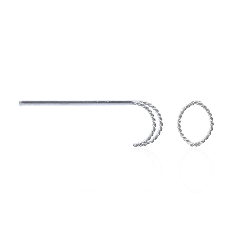 Piercing de nez en argent effet double anneau