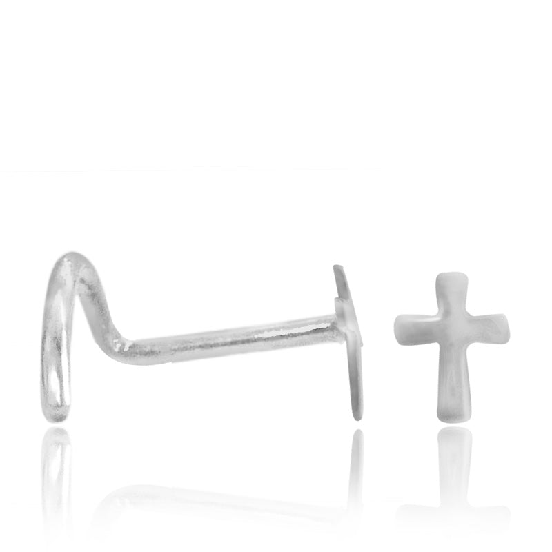 Piercing de nez croix or blanc
