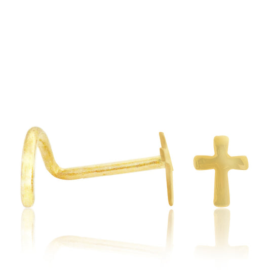Piercing de nez croix or jaune