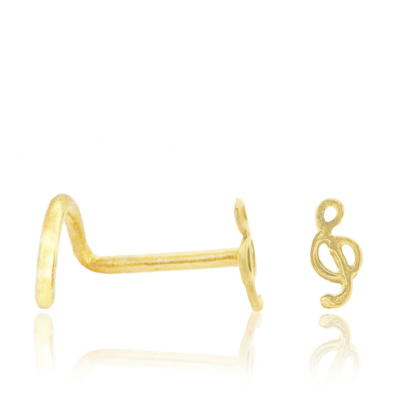 Piercing nez or jaune clé de sol