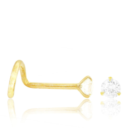 Piercing nez or jaune avec un diamant 0,05 carats