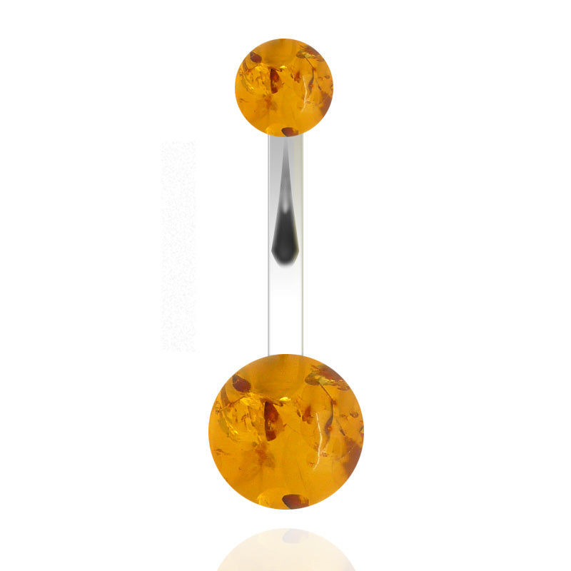 Piercing nombril acrylique ambre (imitation)