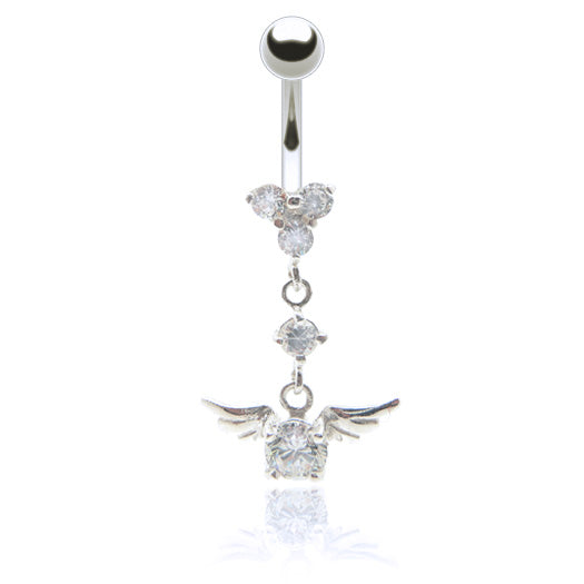 Piercing Nombril Acier Chirurgical 10 Mm Homxi - Croix Zircone Blanc, Bijou Argenté
